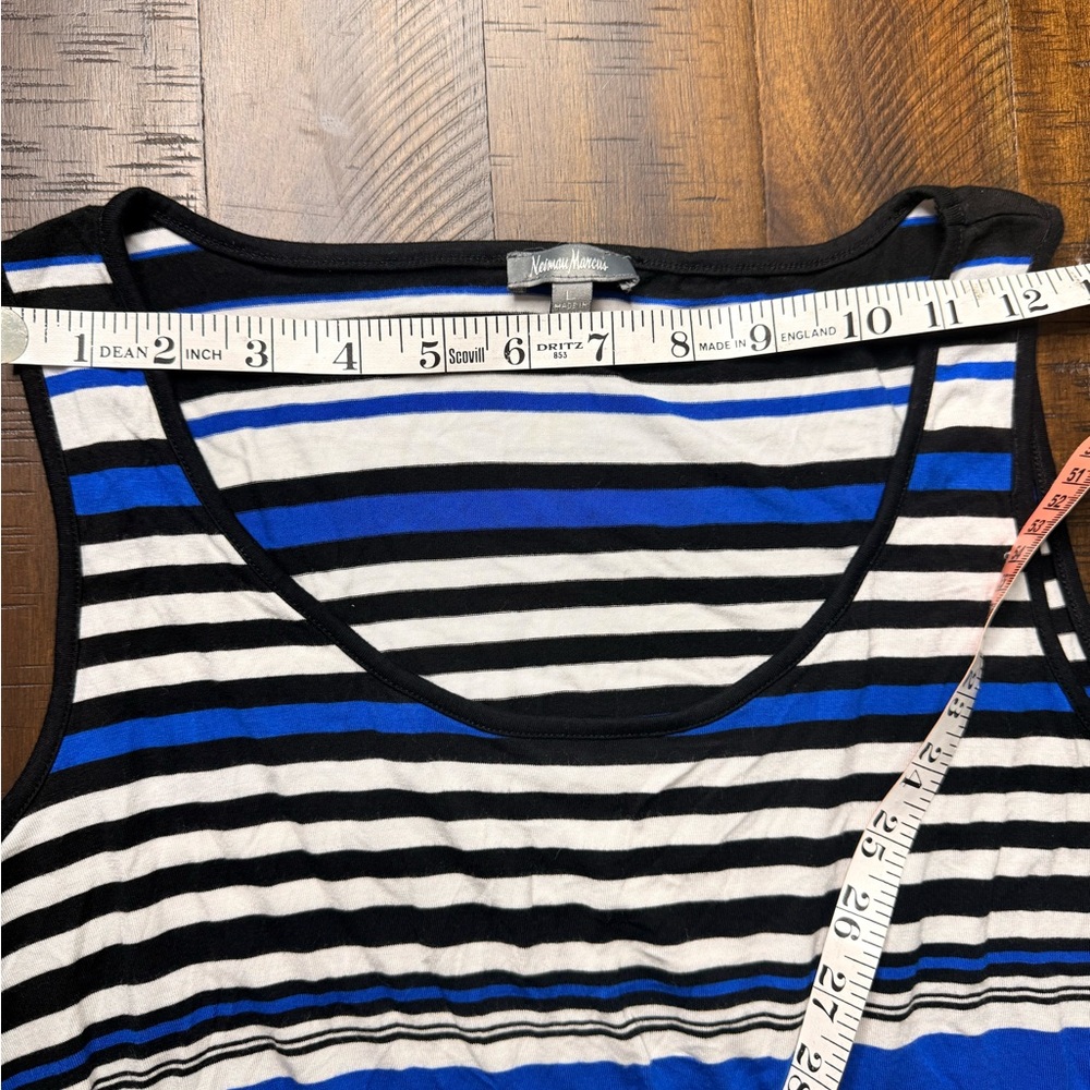 Neiman Marcus Black and Blue Striped Maxi‎ Dress size Large - Picture 8 of 11
